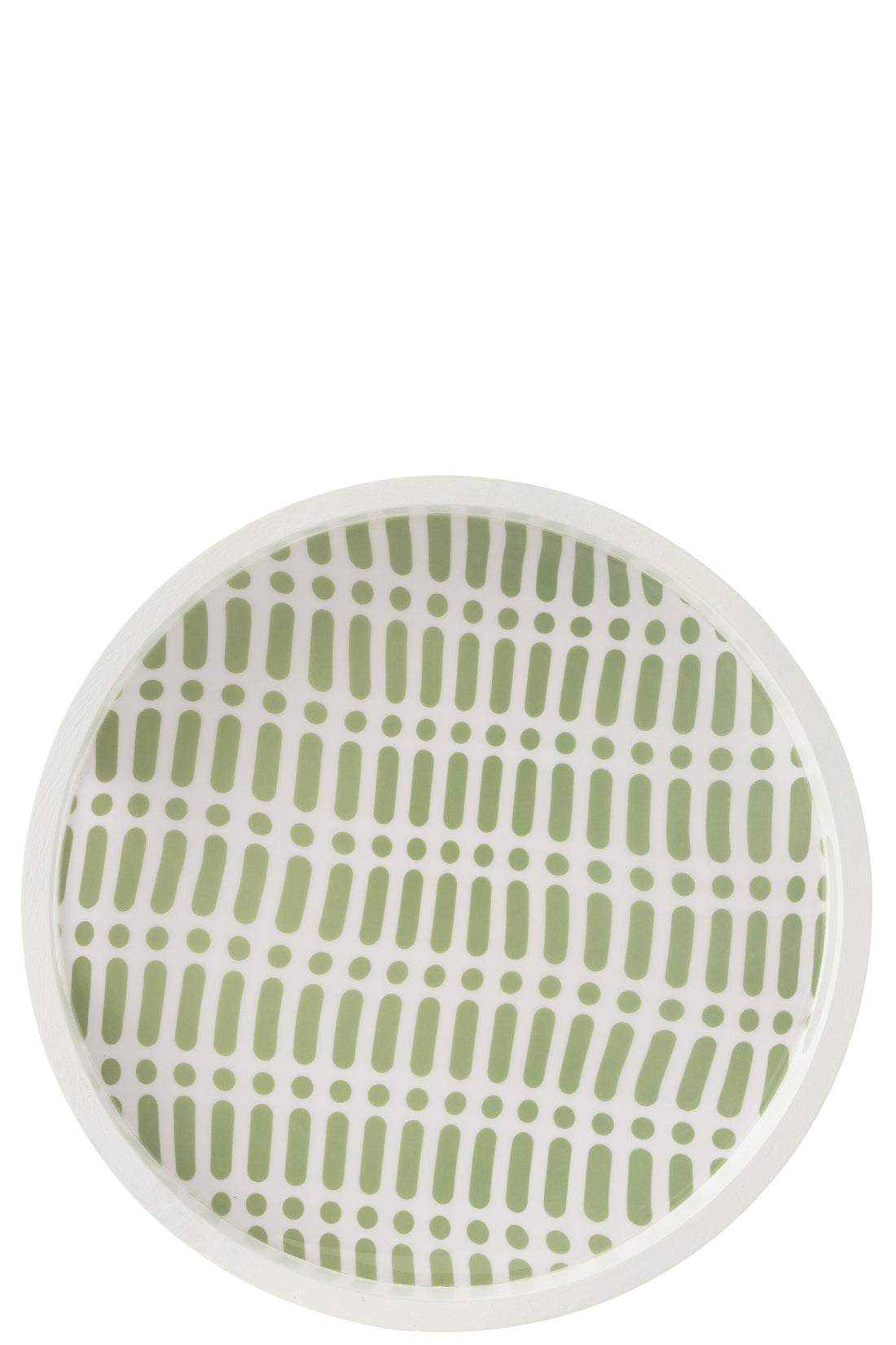 Dienblad rond met handvatten mangohout groen/wit