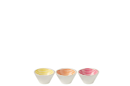 Kommetje Spiraal Mangohout Roze/Oranje/Geel Klein Assortiment Van 3