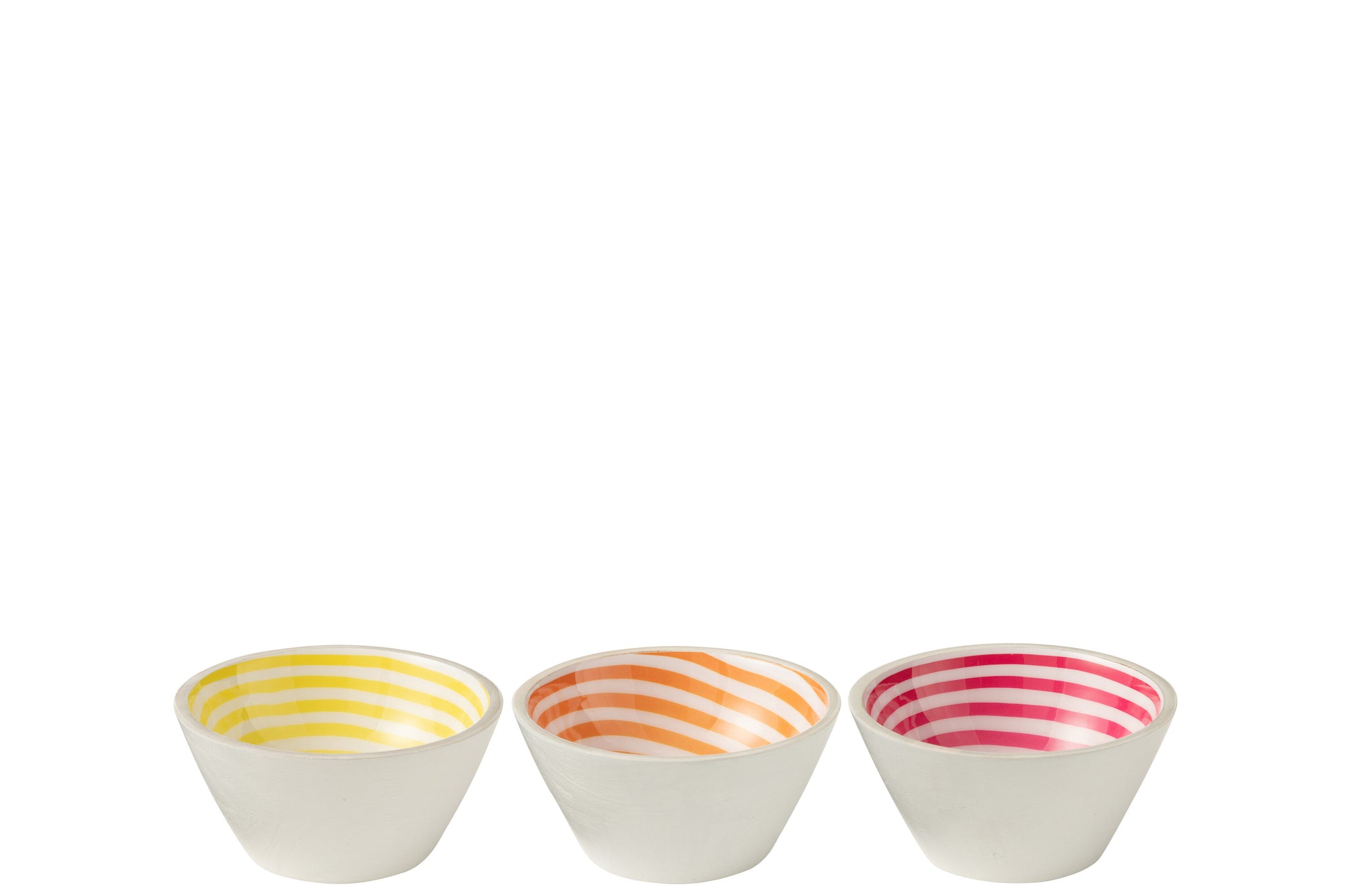 Kom van 3: Schaal Spiraal Mangohout Roze/Oranje/Geel Medium Assortiment