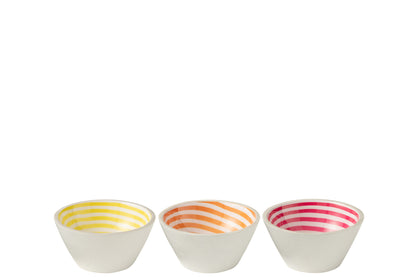 Kom van 3: Schaal Spiraal Mangohout Roze/Oranje/Geel Medium Assortiment