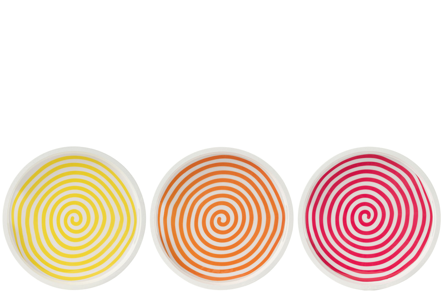 Lade Ronde Mangohout Roze/Oranje/Geel Assortiment Van 3