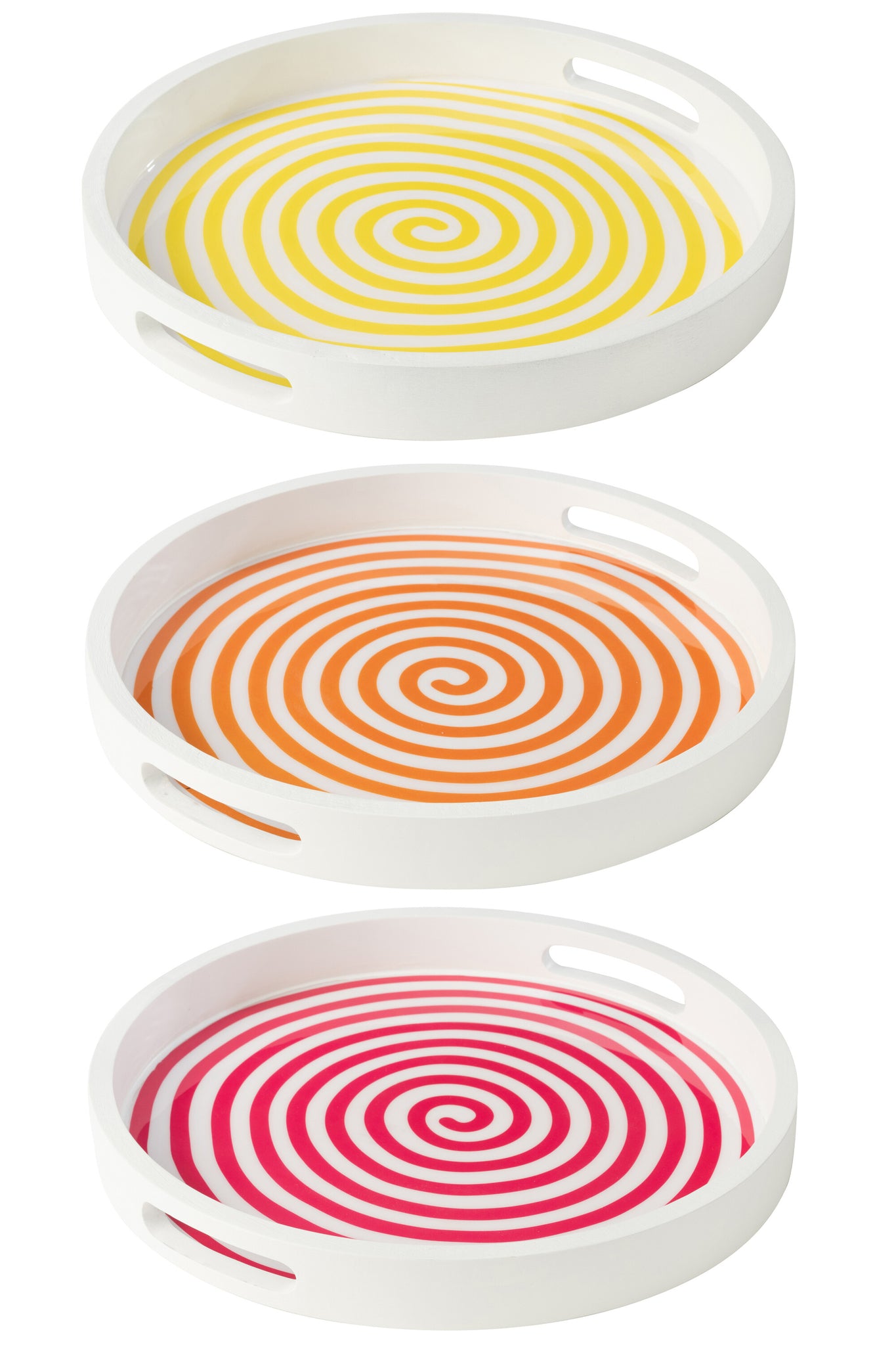 Lade Ronde Mangohout Roze/Oranje/Geel Assortiment Van 3