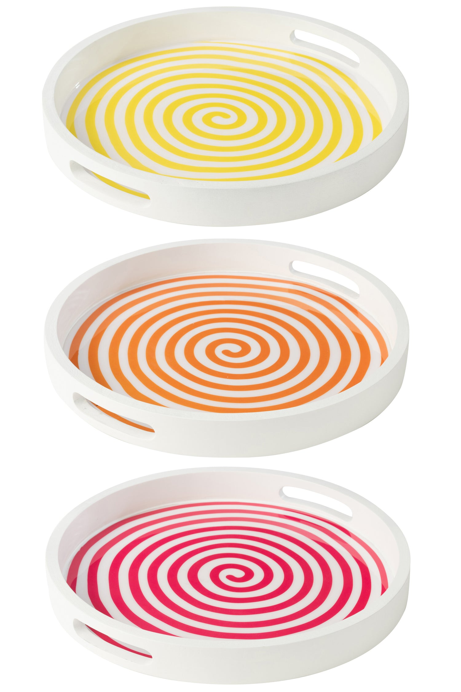 Lade Ronde Mangohout Roze/Oranje/Geel Assortiment Van 3