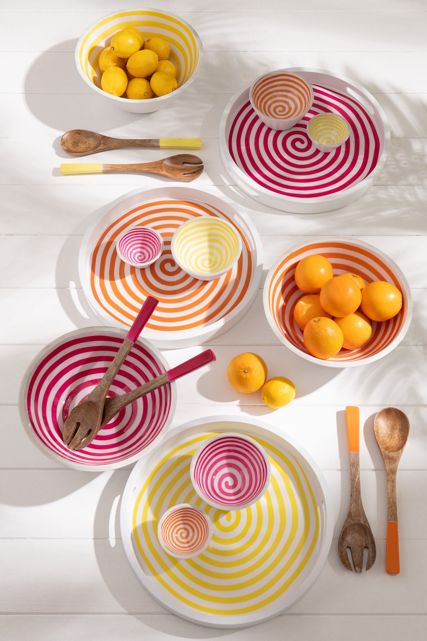 Set van 2 saladelepels mangohout oranje/natuurlijk