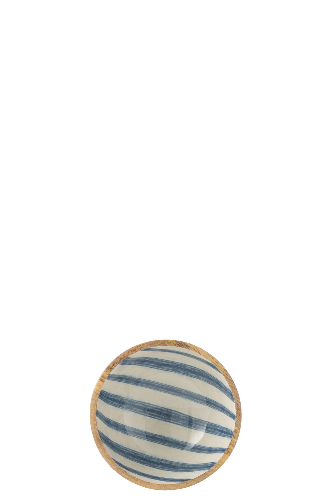 Kom met strepen van mangohout blauw/wit medium