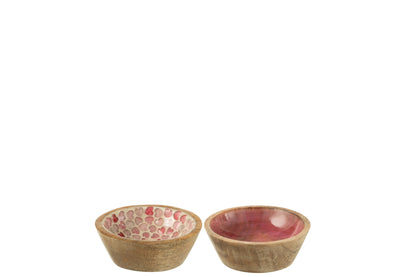 Kommetje Mangohout Roze Klein Assortiment Van 2