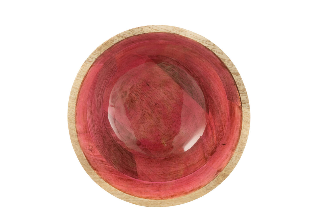 Kom van mangohout roze groot