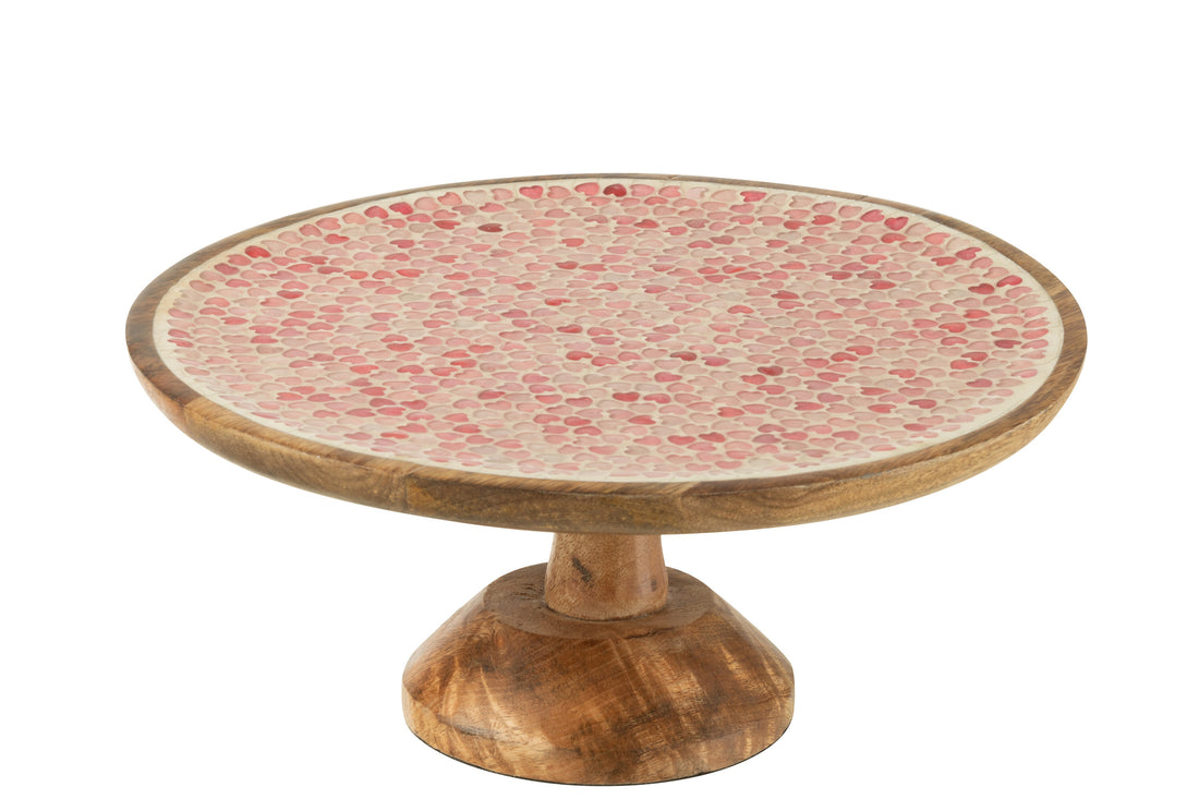 Taartplateau Hart Mozaïek Mangohout Roze