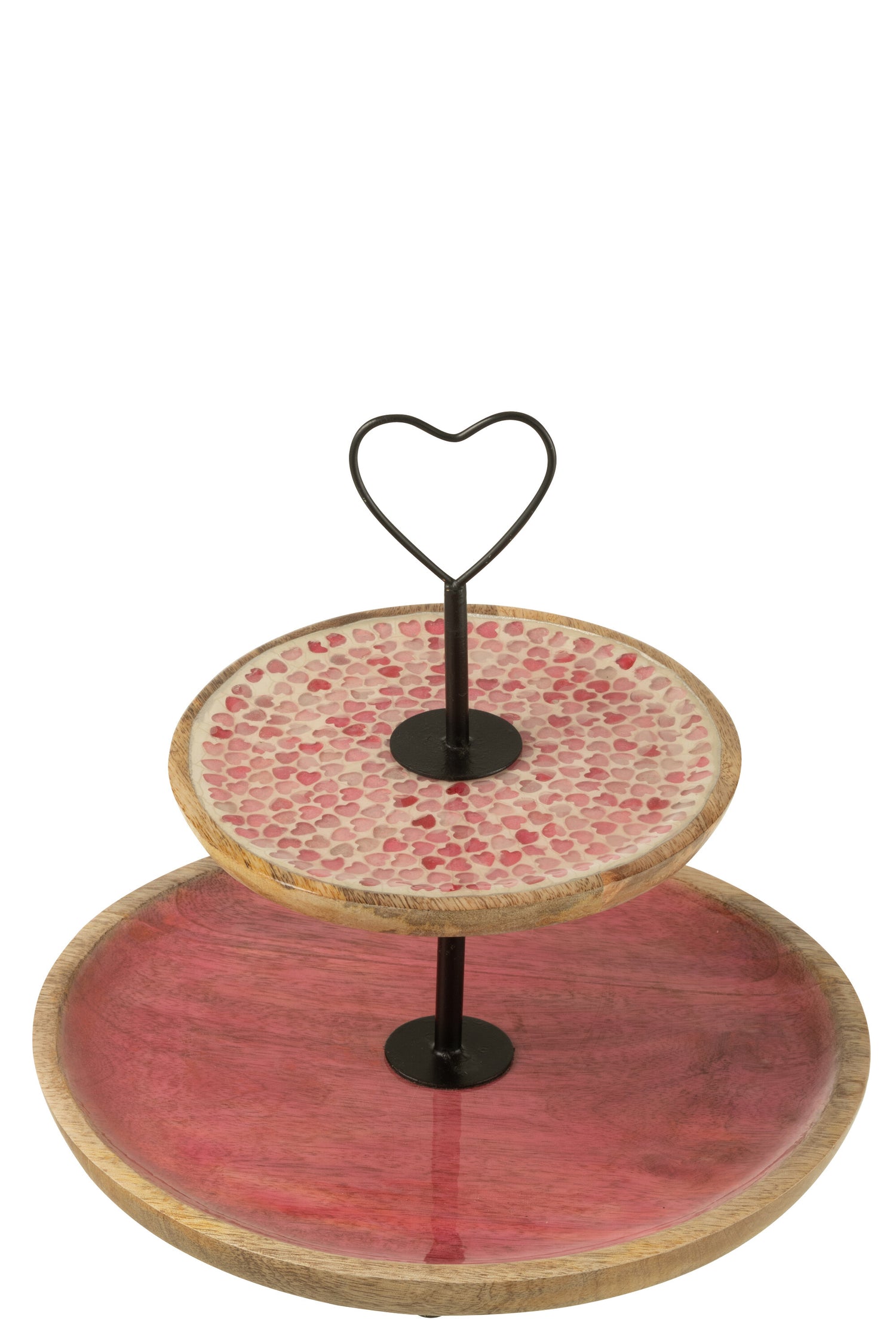 Taartplateau 2-laags mangohout roze