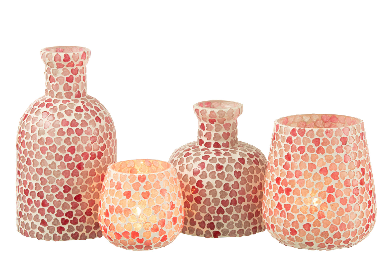 Hart Mozaïek Glas Roze Groot