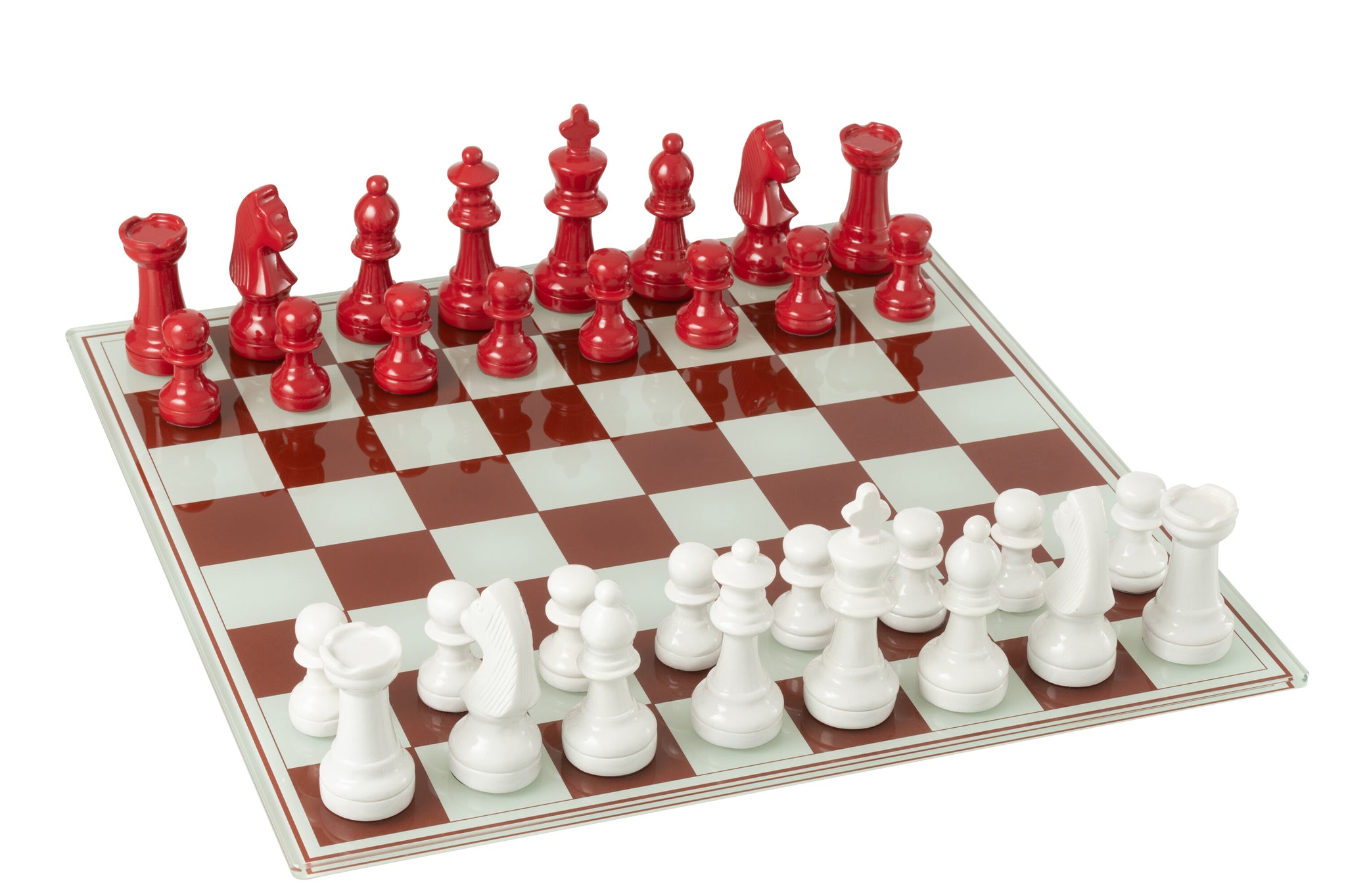 Schaakspelbord Polyresin Wit/Kerst Rood