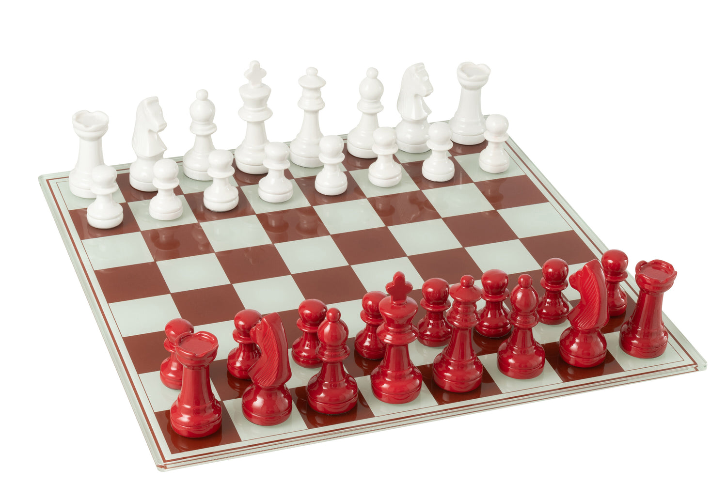 Schaakspelbord Polyresin Wit/Kerst Rood