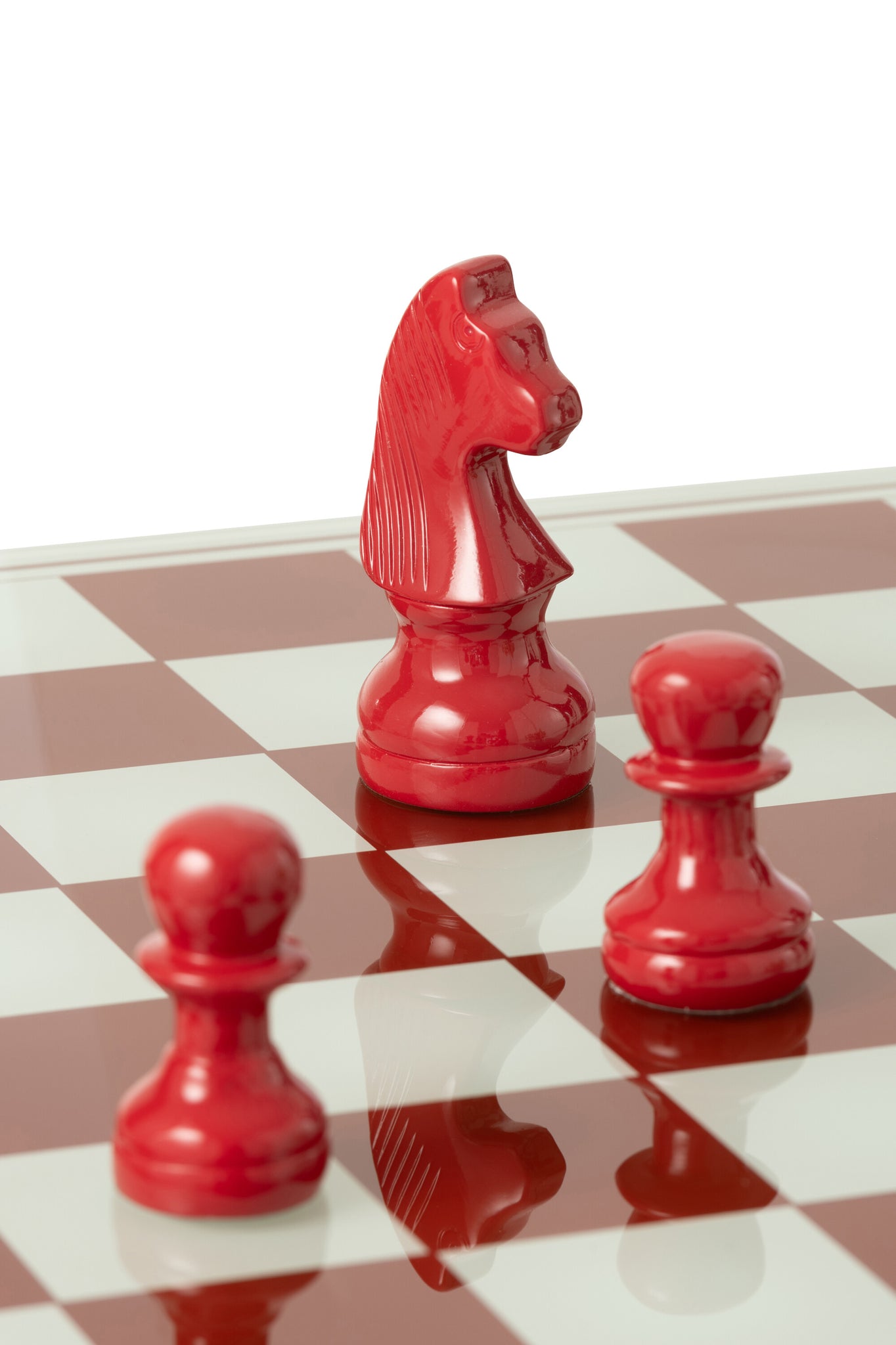 Schaakspelbord Polyresin Wit/Kerst Rood