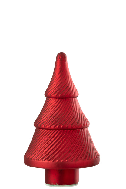 Kerstboom Geoxideerd Geribbeld Glas Rood Klein