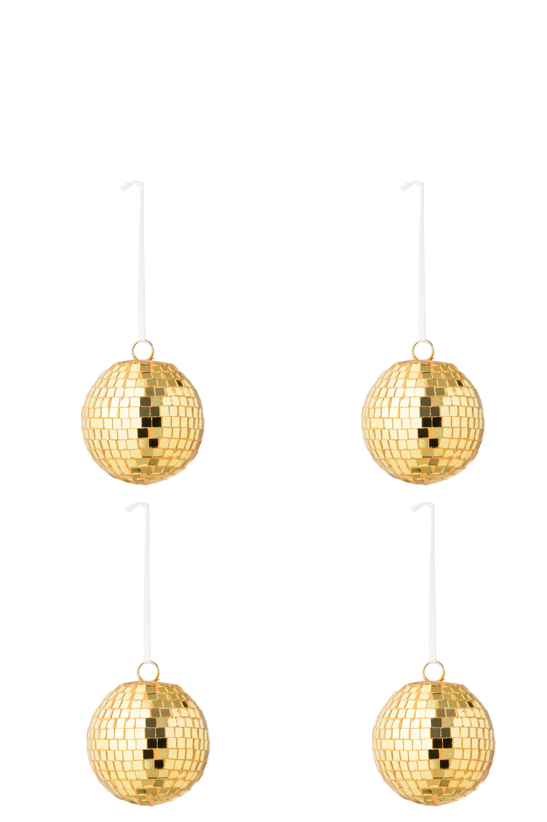 Doos van 4 kerstbal spiegelglas geel klein