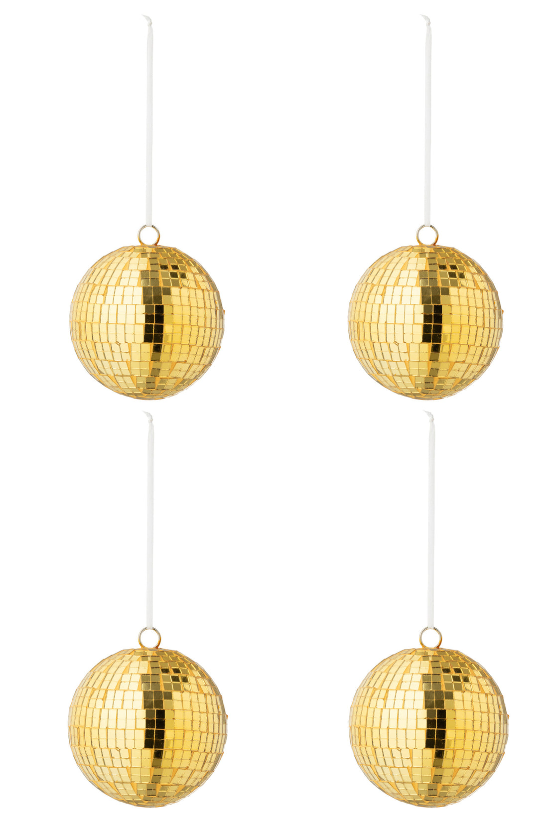 Doos van 4 kerstbal spiegelglas geel groot