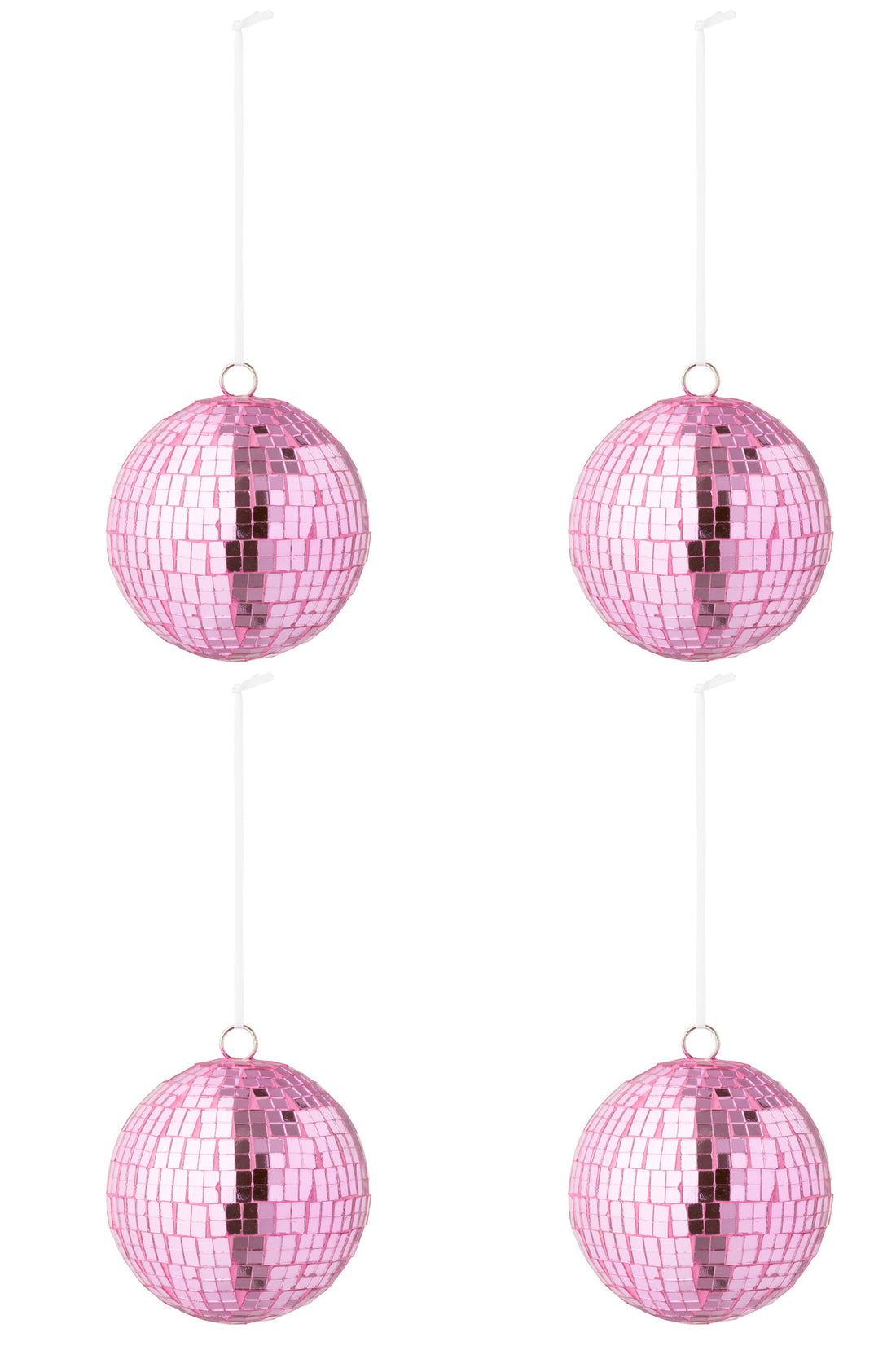 Doos van 4 Kerstbal Spiegelglas Roze Groot