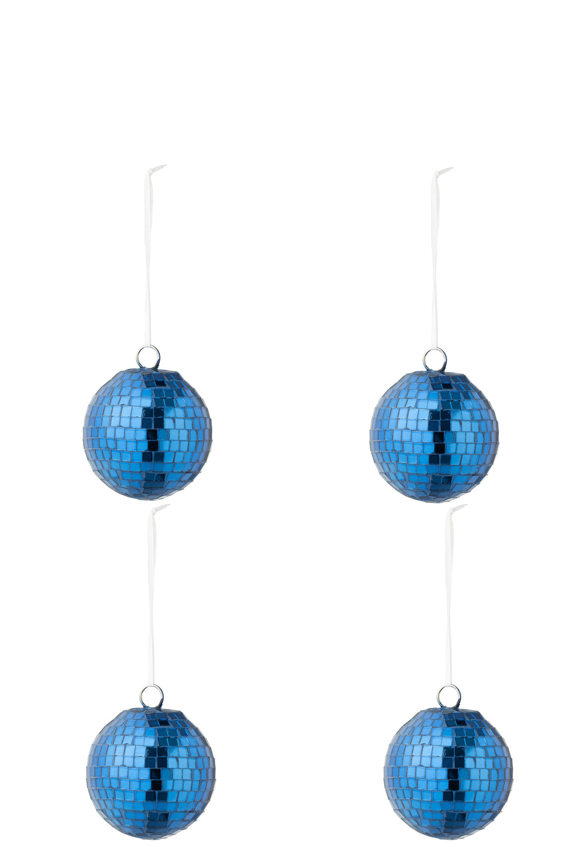 Doos van 4 Kerstbal Spiegelglas Blauw Klein