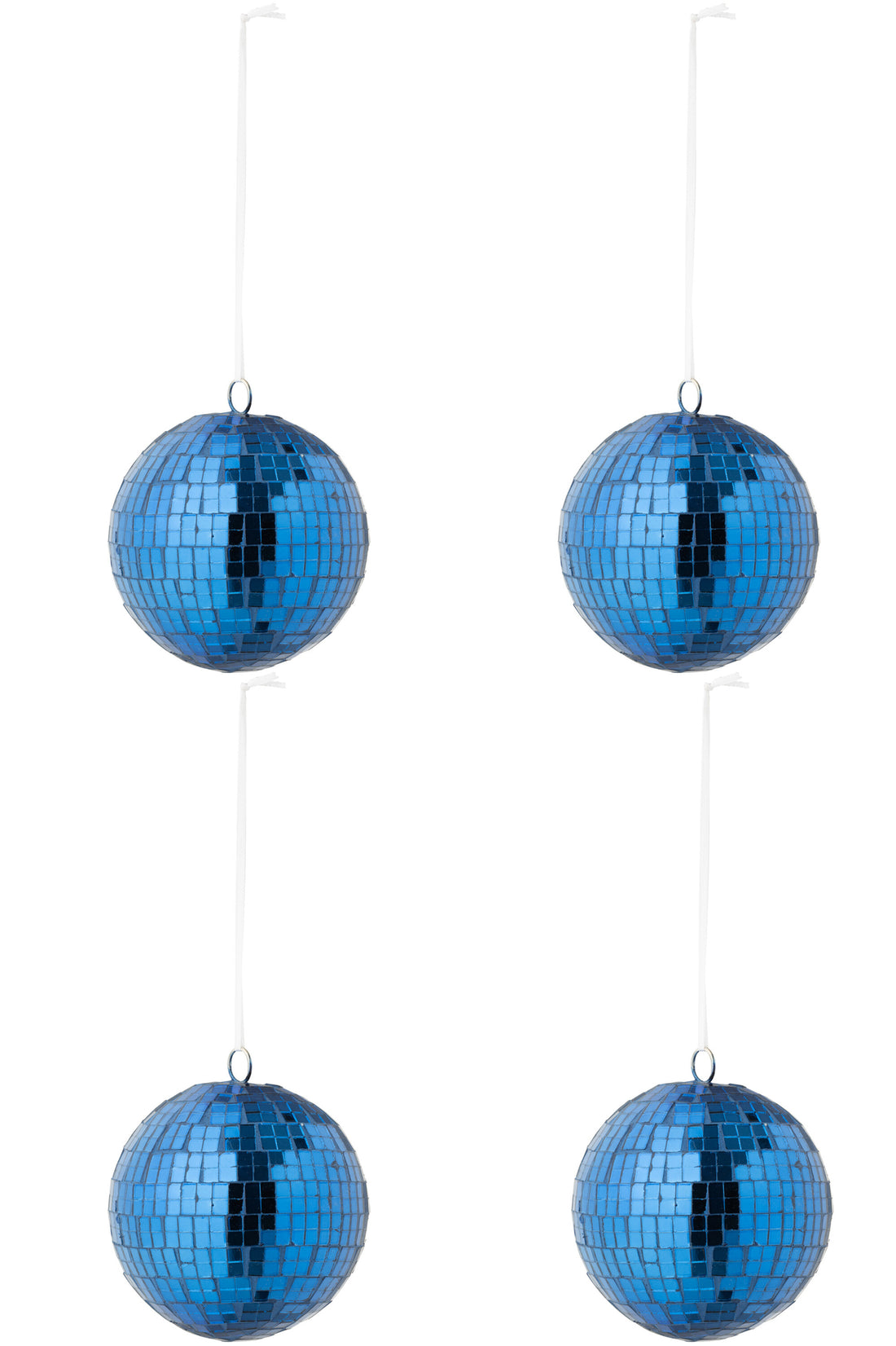 Doos van 4 kerstbal spiegelglas blauw groot