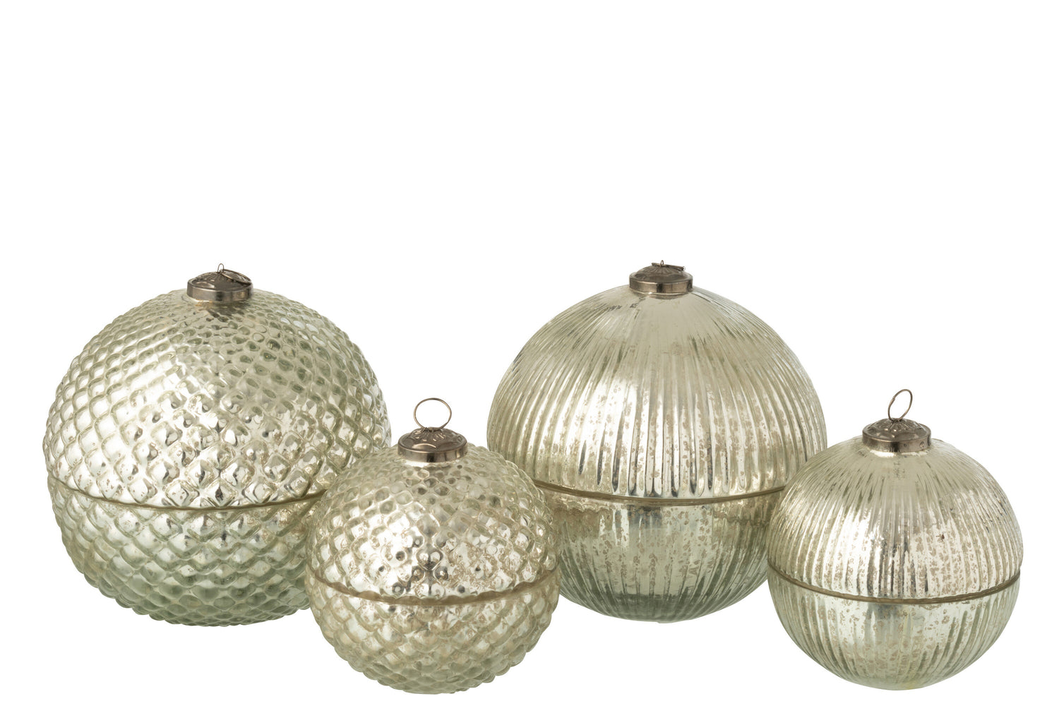 Geurkaars Kerstbal Glas Zilverkleurig Groot Assortiment Van 2