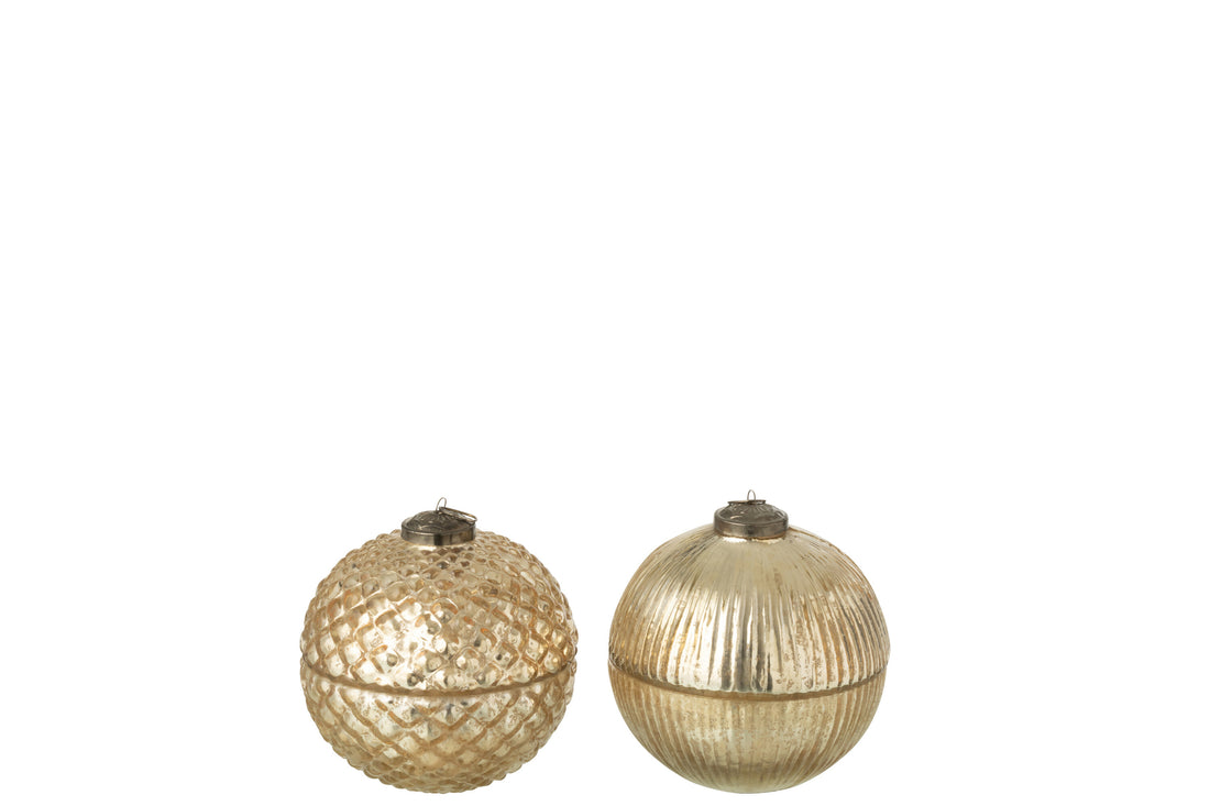 Geurkaars Kerstbal Glas Goudkleurig Klein Assortiment Van 2