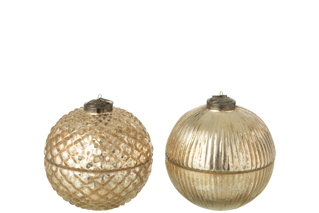 Geurkaars Kerstbal Glas Goudkleurig Groot Assortiment Van 2