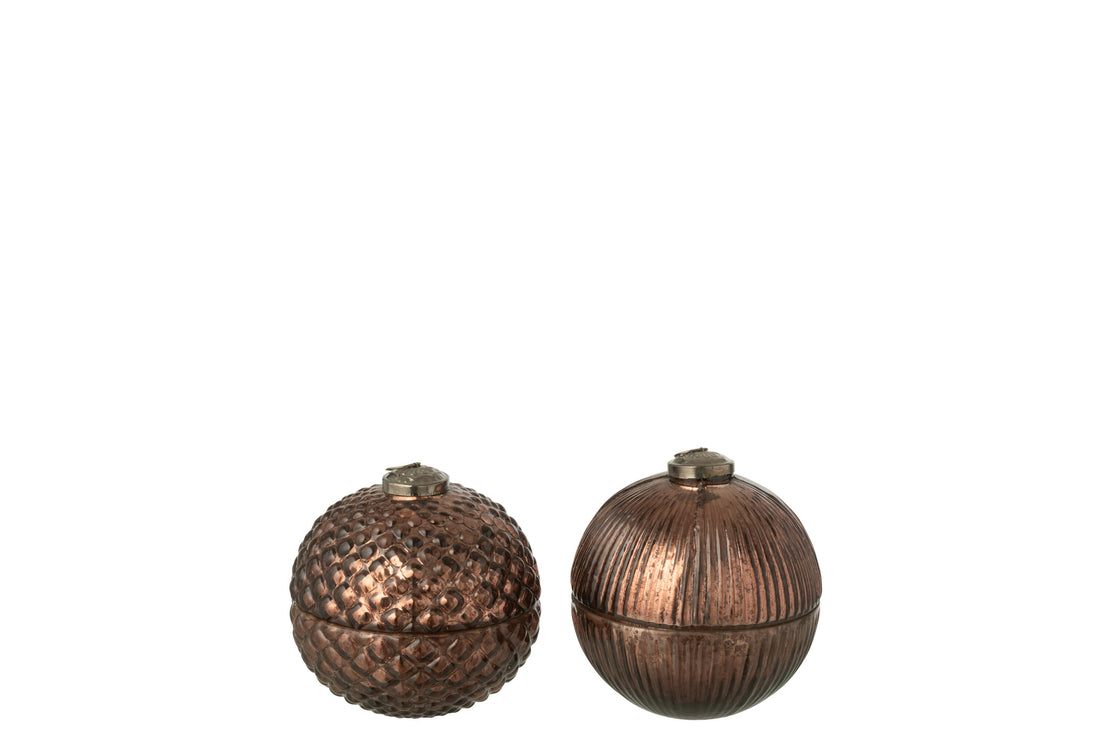 Geurkaars Kerstbal Glas Bruin Klein Assortiment Van 2