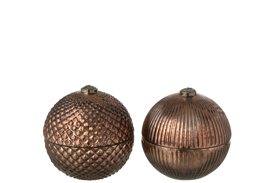 Geurkaars Kerstbal Glas Bruin Groot Assortiment Van 2