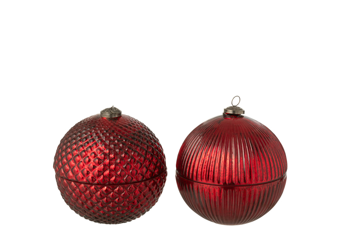 Geurkaars Kerstbal Glas Kerst Rood Groot Assortiment Van 2