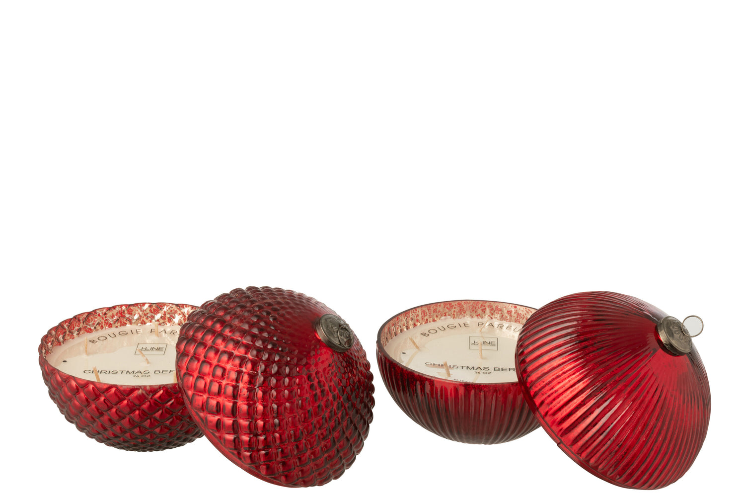 Geurkaars Kerstbal Glas Kerst Rood Groot Assortiment Van 2