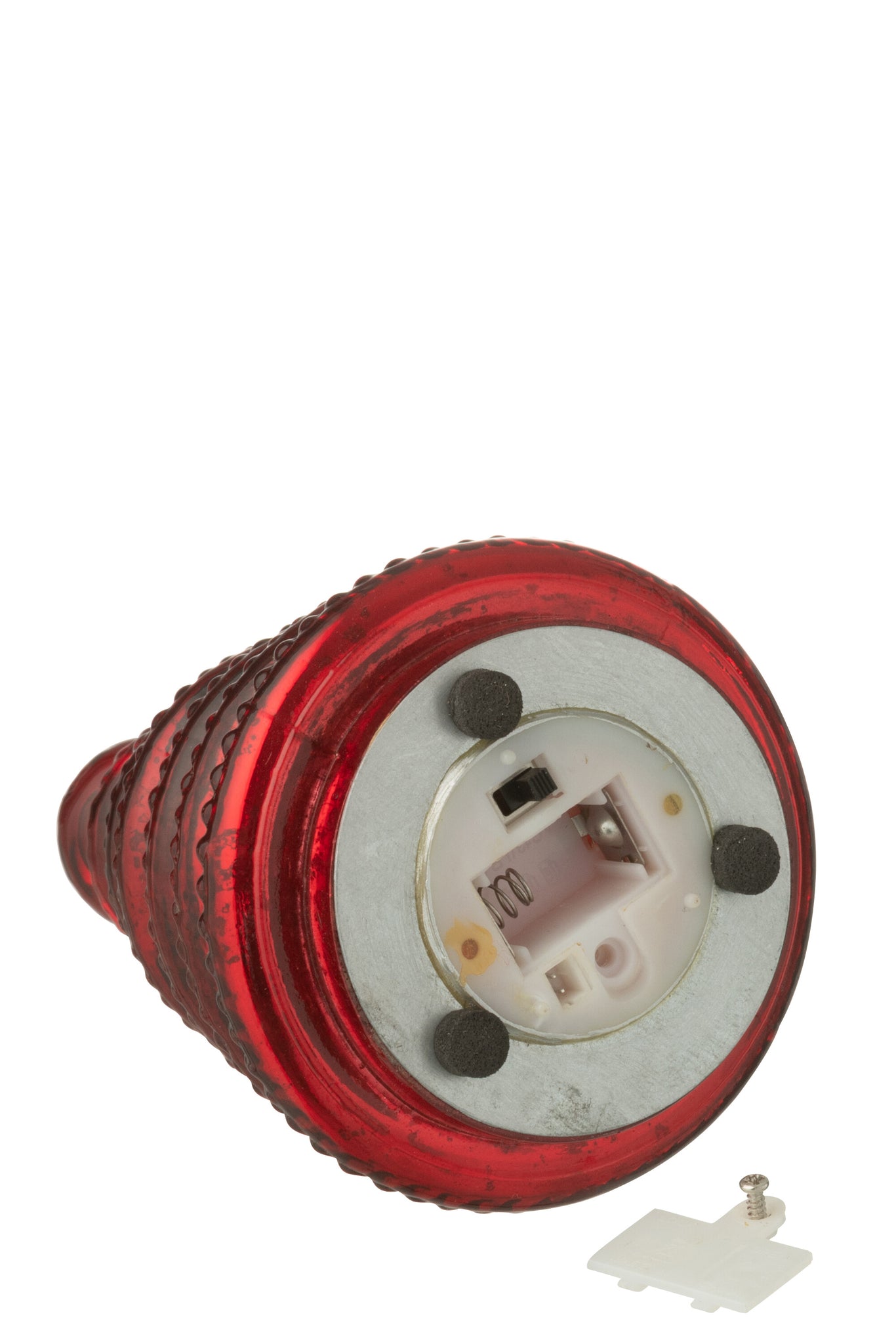 Doos van 3 boom led-geribbeld glas Kerst rood