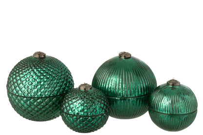 Geurkaars Kerstbal Glas Groen Groot Assortiment Van 2