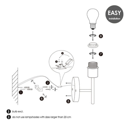 Wandlamp Mati voor lampenkap - Zonder lichtbron