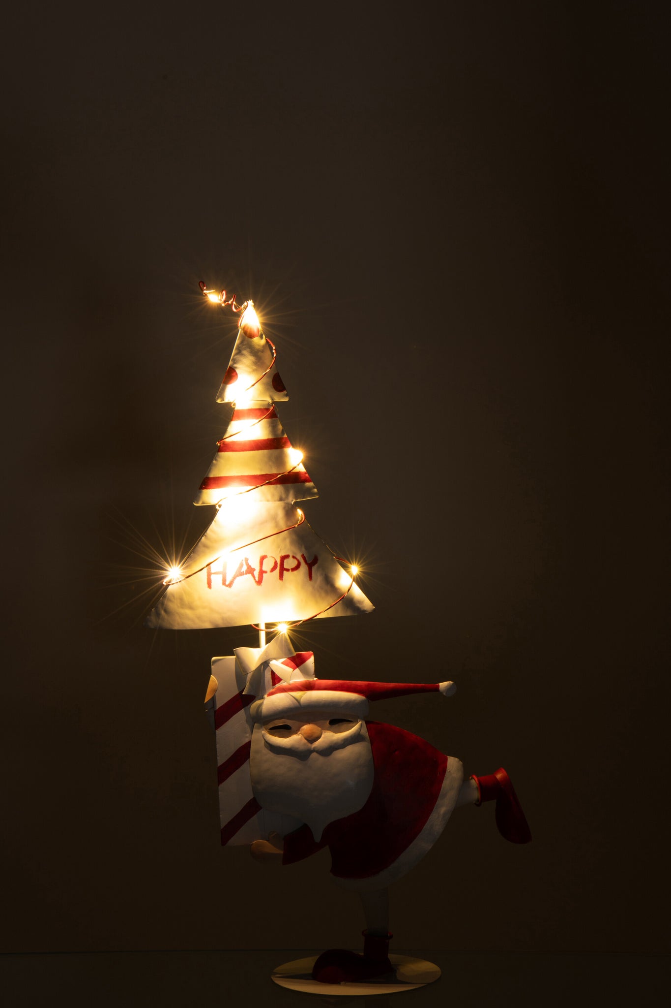 Kerstman Led Boom IJzer Kerst Rood/Wit Klein