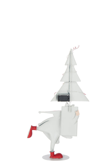 Kerstman Led Boom IJzer Kerst Rood/Wit Klein