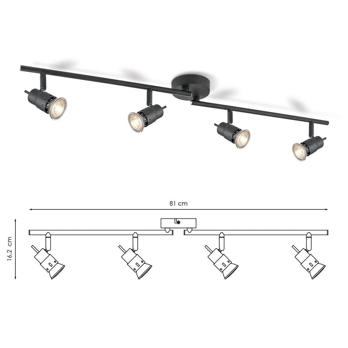 LED Opbouwspot Cilindro 4 - dimbaar - Zwart