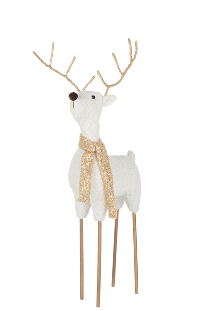 Rendier Sjaal Polyester Wit/Goudkleurig Groot