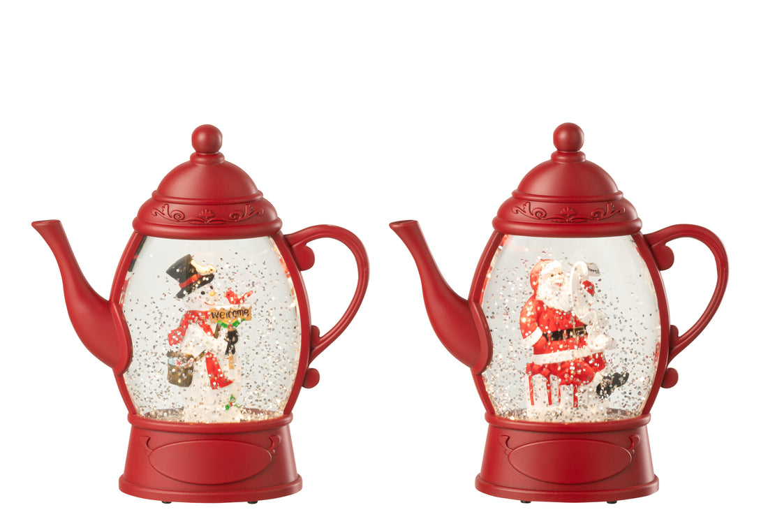 Hanger Water Globe Theepot Plastic Kerst Rood Assortiment Van 2