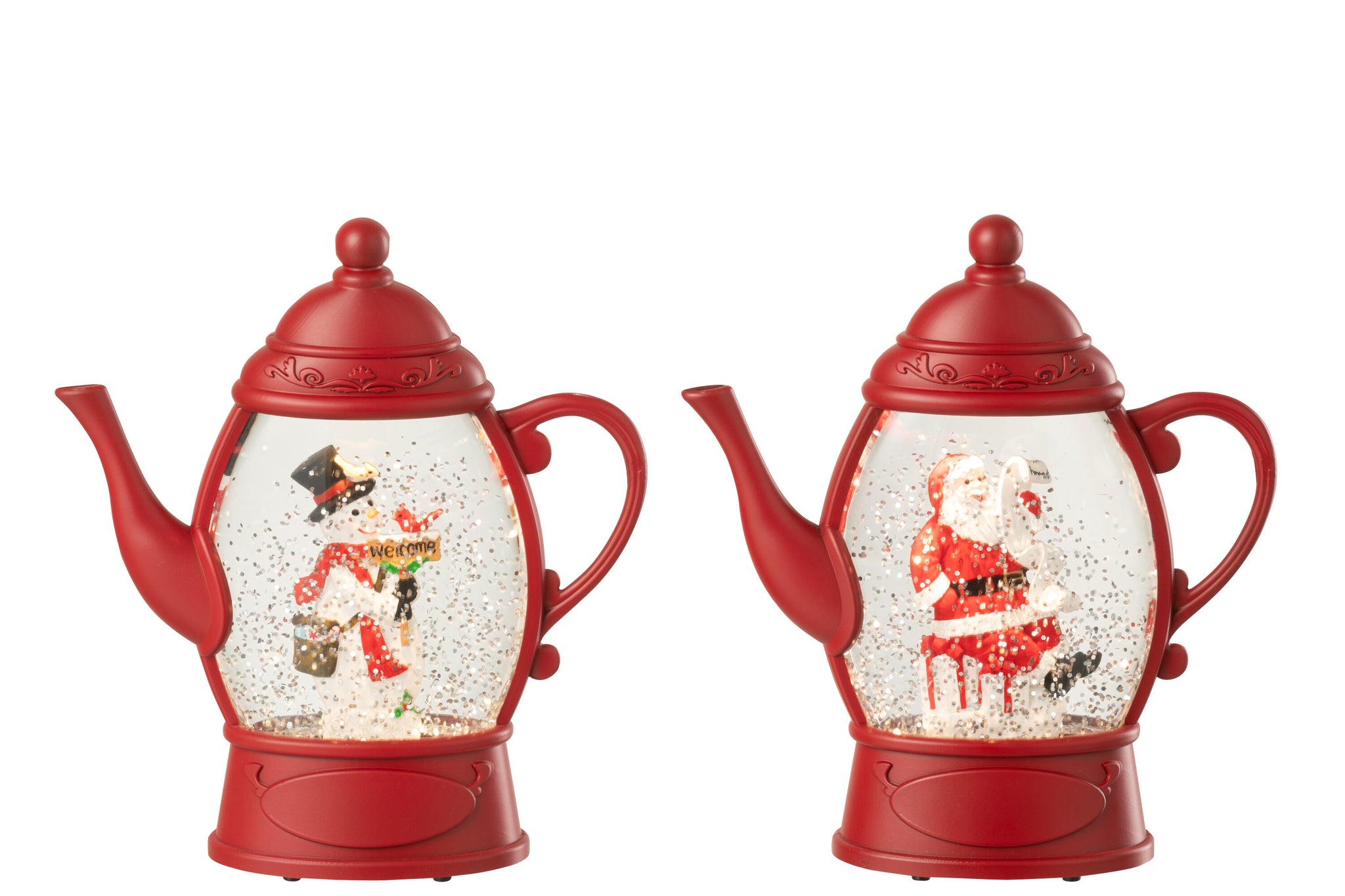Hanger Water Globe Theepot Plastic Kerst Rood Assortiment Van 2