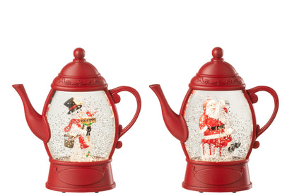 Hanger Water Globe Theepot Plastic Kerst Rood Assortiment Van 2