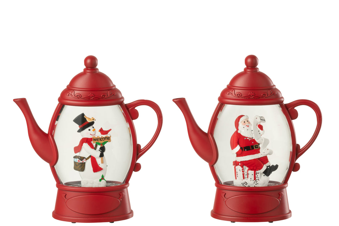 Hanger Water Globe Theepot Plastic Kerst Rood Assortiment Van 2