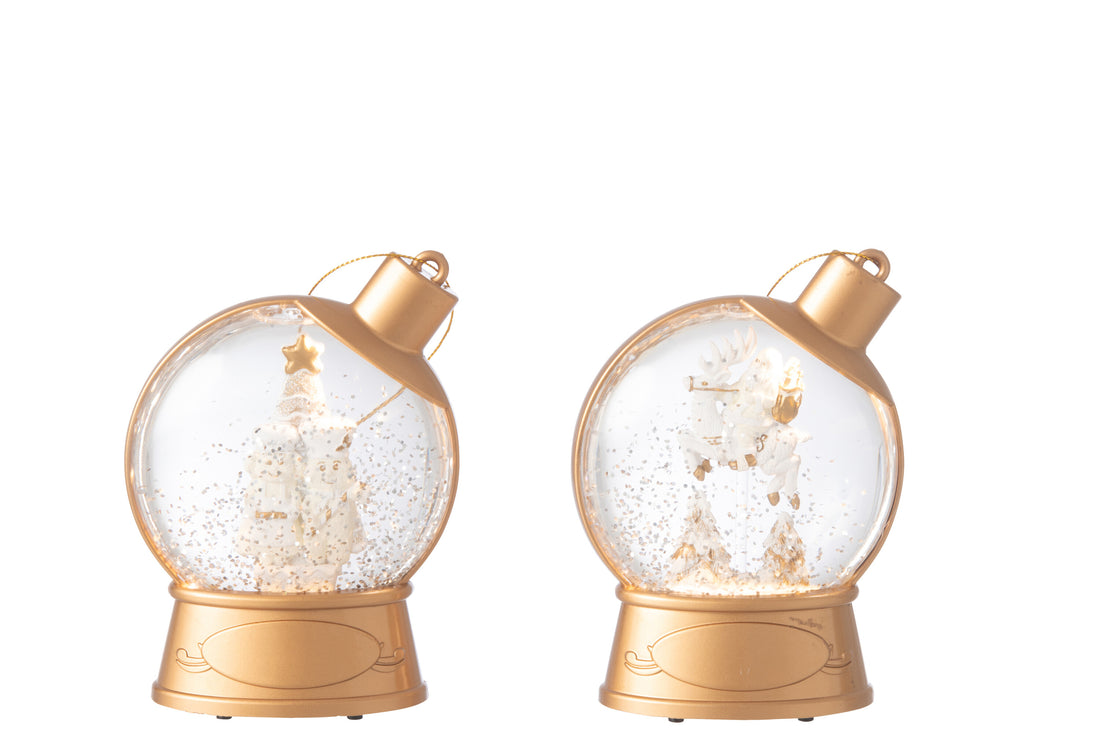 Hanger Water Globe Gingerman + Kerstman Plastic Wit Assortiment Van 2