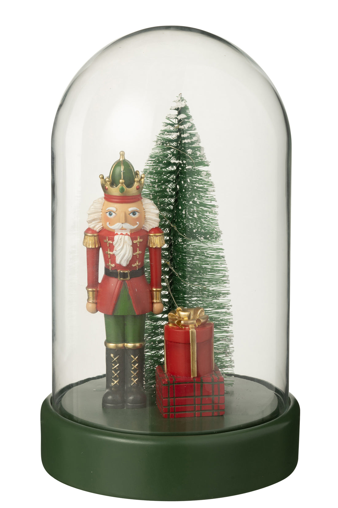 Decoratieve stolp met LED-notenkraker + boom + cadeaus limoengroen kerst rood/donkergroen