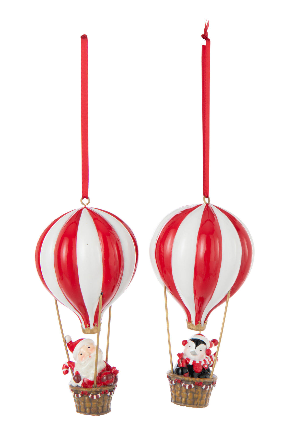 Hanger Luchtballon Limoengroen Kerst Rood/Wit Assortiment Van 2