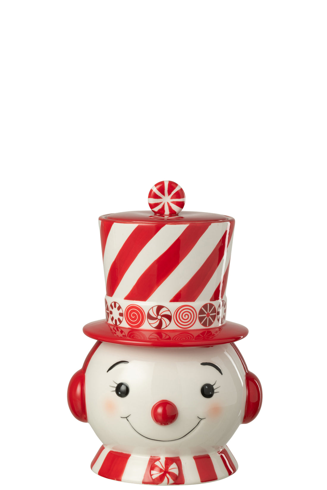 Pot Decoratieve Sneeuwpop + Hoed Dolomiet Kerst Rood/Wit