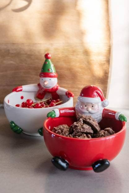 Kom Santa Claus + Snowman Dolomite Multicolored Assortiment Van 2