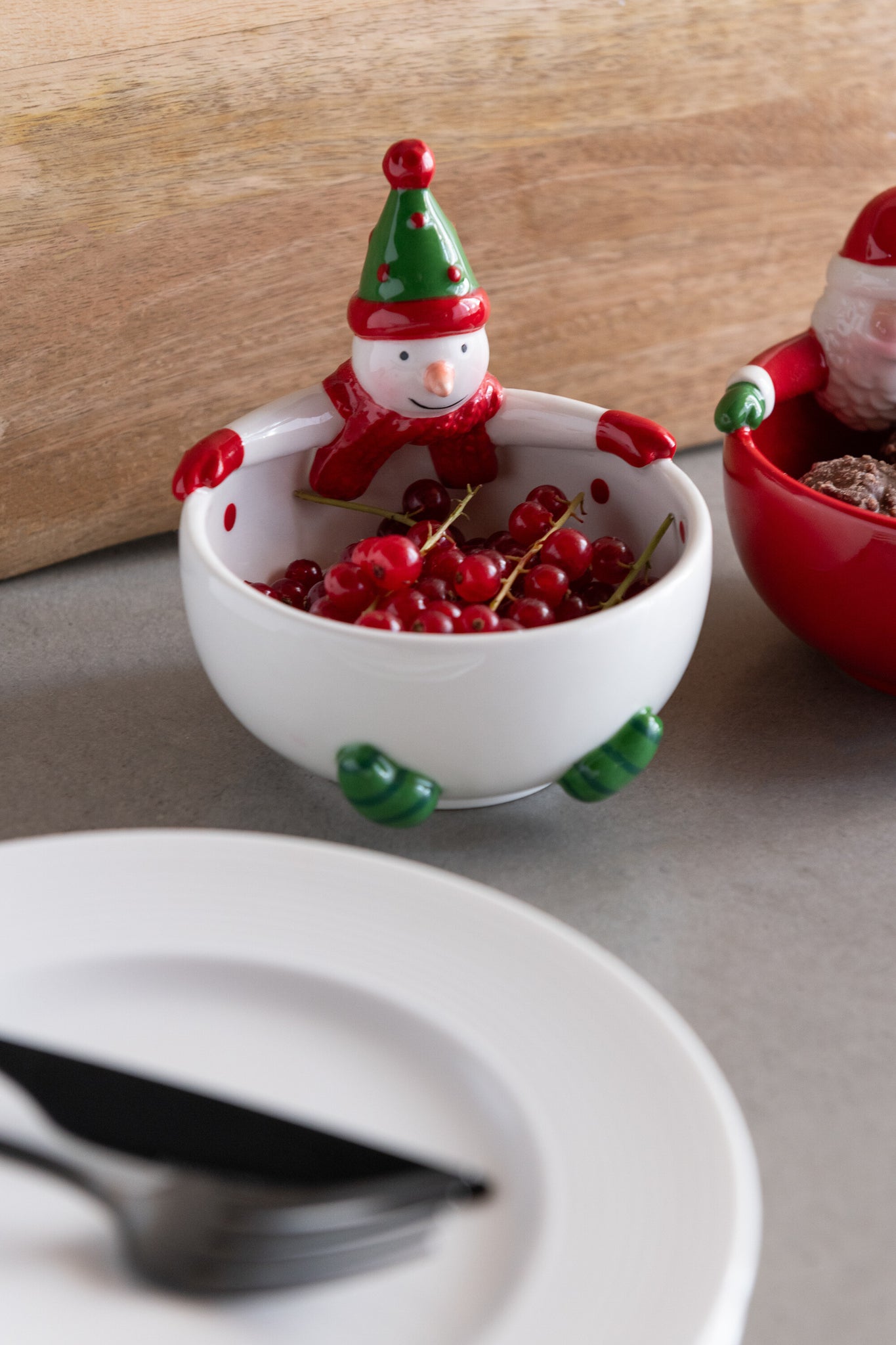 Kom Santa Claus + Snowman Dolomite Multicolored Assortiment Van 2