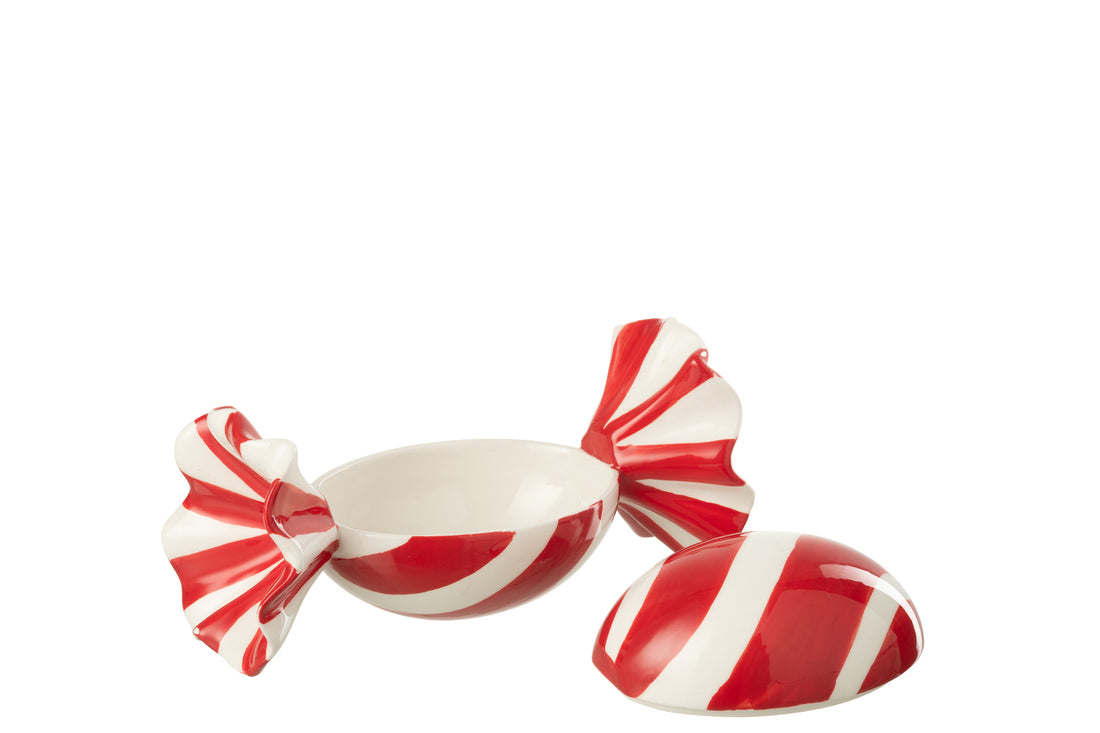 Pot Decoratieve Snoep Dolomiet Kerst Rood/Wit