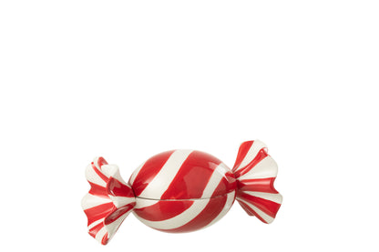 Pot Decoratieve Snoep Dolomiet Kerst Rood/Wit