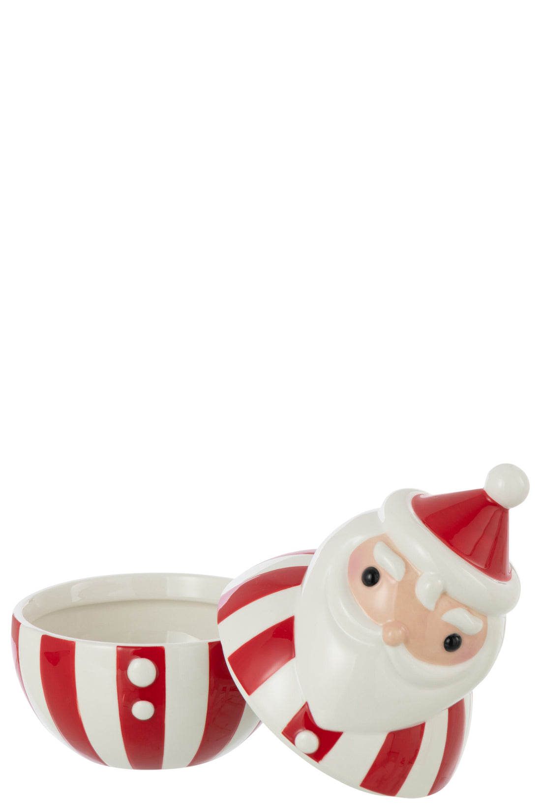 Kom + Deksel Kerstman Dolomiet Kerst Rood/Wit Groot